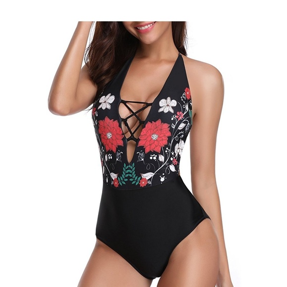 Other - Black Floral Monokini